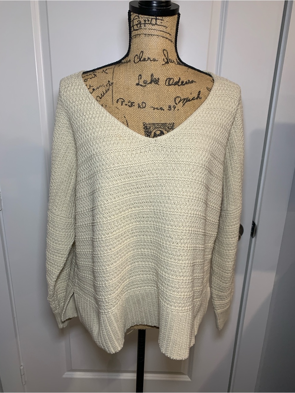 Lucky Brand Cream Tan Knit Sweater Size L